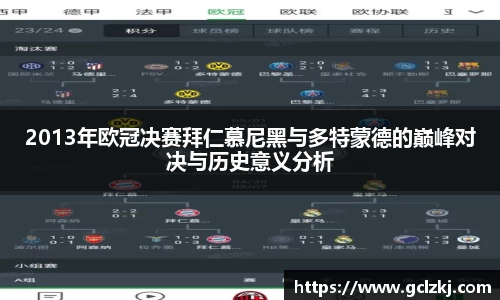 2013年欧冠决赛拜仁慕尼黑与多特蒙德的巅峰对决与历史意义分析
